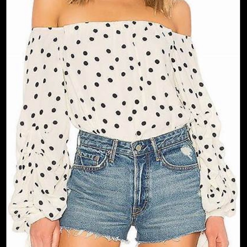 NWT Lovers + Friends Emery Blouse Black/Ivory